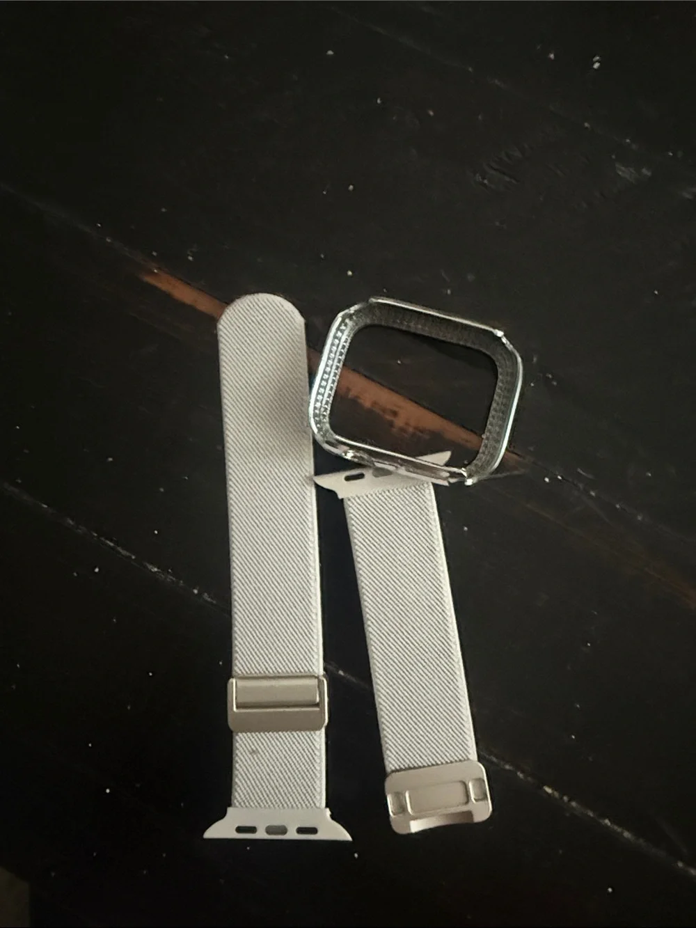 Silver Rhinestone Mesh Smartwatch Band and Case Compatible Wearable 45mm